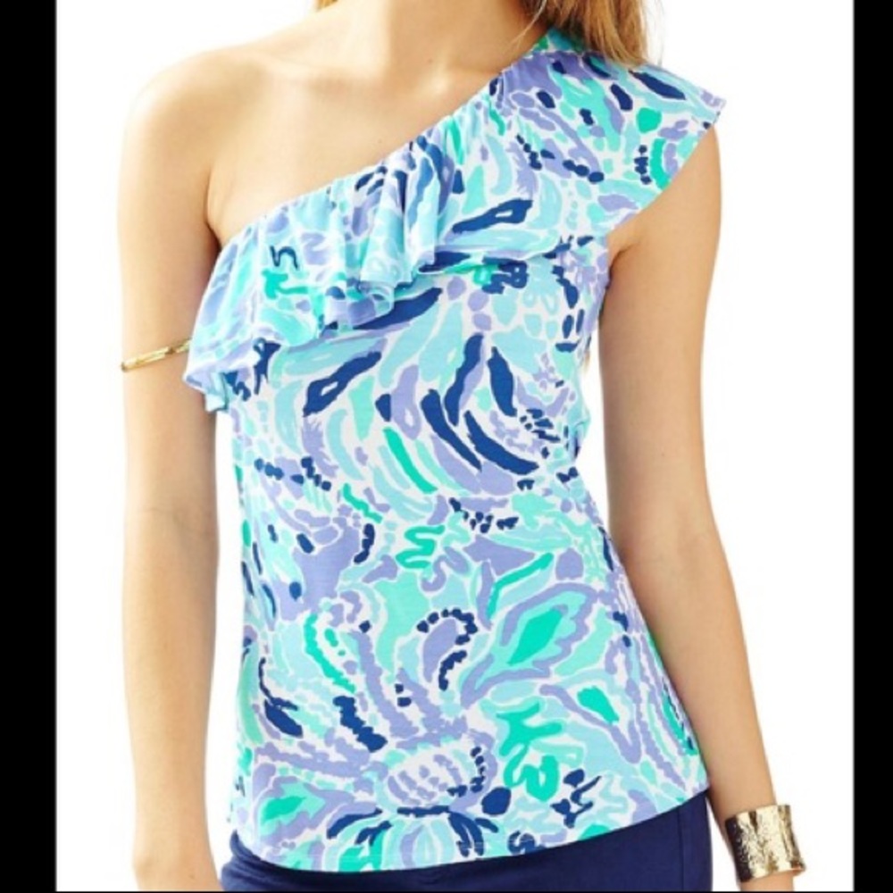 Lilly Pulitzer One Shoulder Ruffle Top